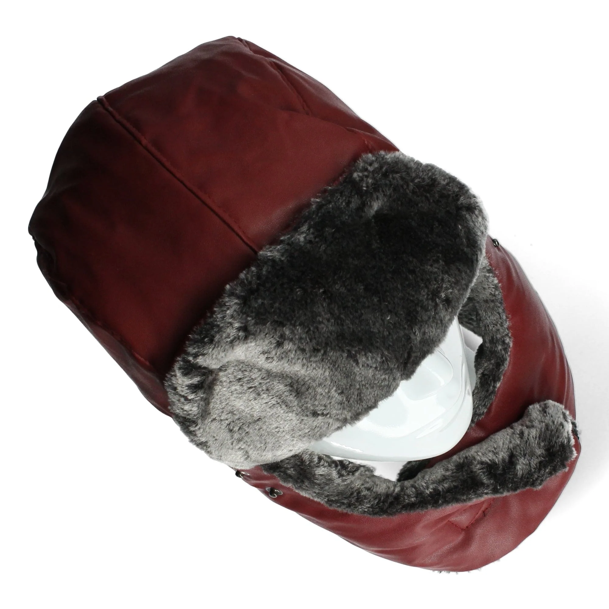 Bonnet chapka fourré rouge - Image 5